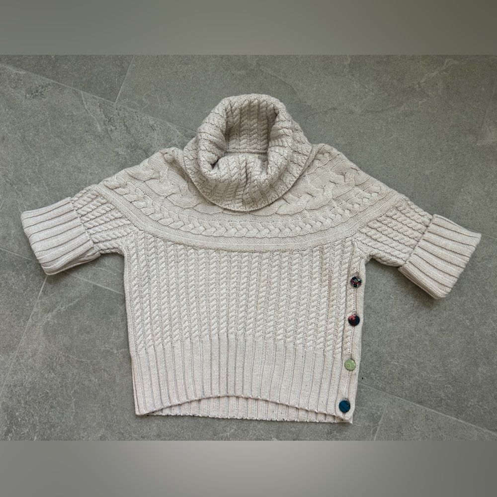 Matilda Jane, Flaxen Reese Cable Knit Cropped Sweater in cream, Size 14 (Girls)